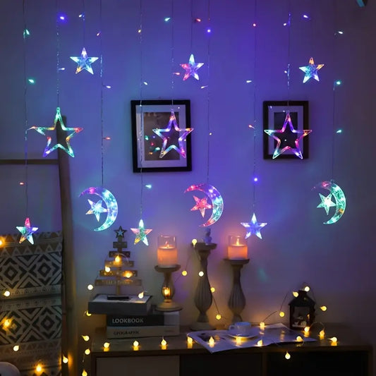 Ramadan LED Star & Moon Curtain Lights